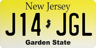 NJ license plate J14JGL