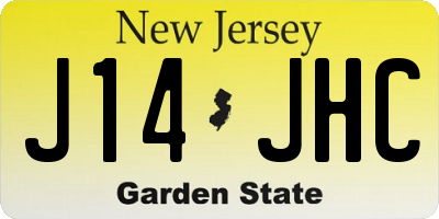 NJ license plate J14JHC
