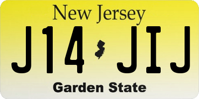 NJ license plate J14JIJ