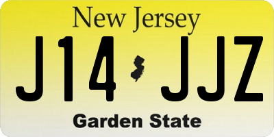 NJ license plate J14JJZ