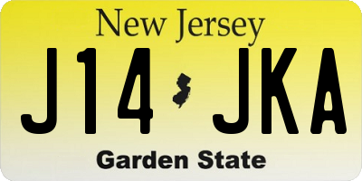 NJ license plate J14JKA
