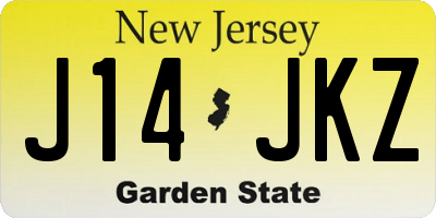 NJ license plate J14JKZ