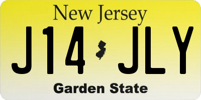 NJ license plate J14JLY