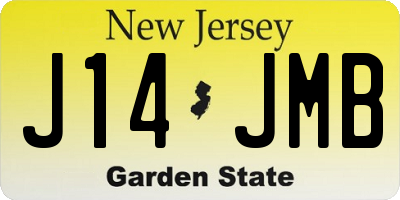 NJ license plate J14JMB