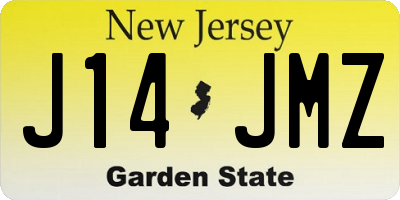 NJ license plate J14JMZ