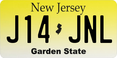 NJ license plate J14JNL