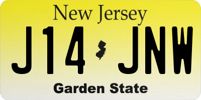 NJ license plate J14JNW