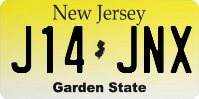 NJ license plate J14JNX