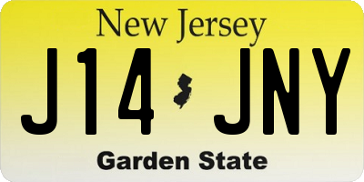 NJ license plate J14JNY