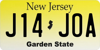 NJ license plate J14JOA
