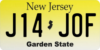 NJ license plate J14JOF
