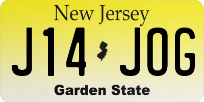 NJ license plate J14JOG