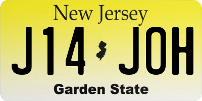 NJ license plate J14JOH