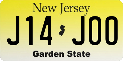 NJ license plate J14JOO