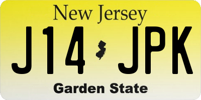 NJ license plate J14JPK