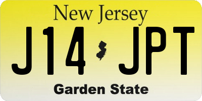 NJ license plate J14JPT