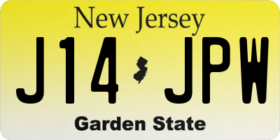 NJ license plate J14JPW