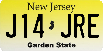 NJ license plate J14JRE