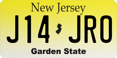 NJ license plate J14JRO