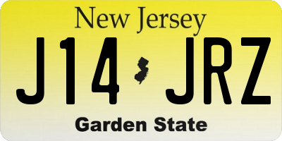 NJ license plate J14JRZ