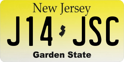 NJ license plate J14JSC