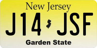 NJ license plate J14JSF