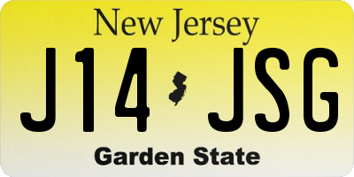 NJ license plate J14JSG