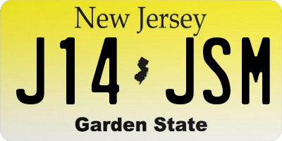 NJ license plate J14JSM