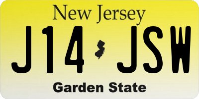 NJ license plate J14JSW