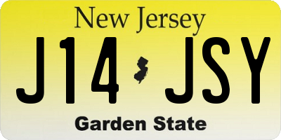 NJ license plate J14JSY