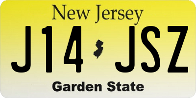 NJ license plate J14JSZ