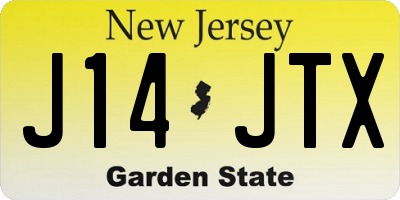 NJ license plate J14JTX