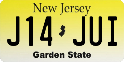 NJ license plate J14JUI