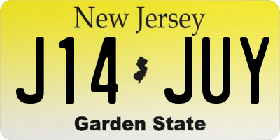 NJ license plate J14JUY