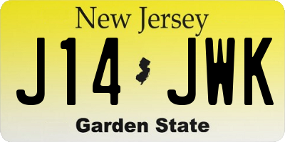 NJ license plate J14JWK