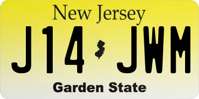 NJ license plate J14JWM