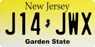 NJ license plate J14JWX
