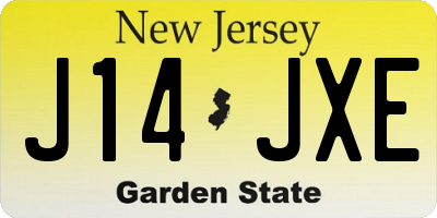 NJ license plate J14JXE