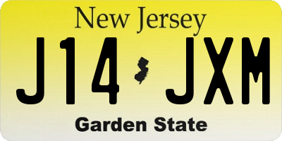 NJ license plate J14JXM