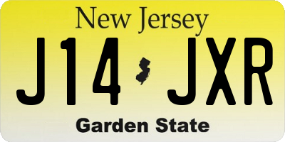 NJ license plate J14JXR