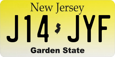 NJ license plate J14JYF