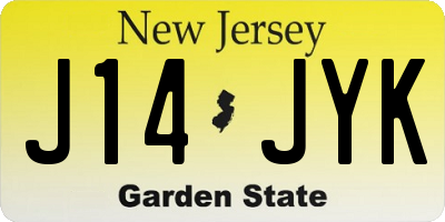 NJ license plate J14JYK