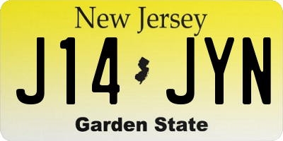 NJ license plate J14JYN