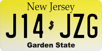 NJ license plate J14JZG