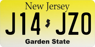 NJ license plate J14JZO