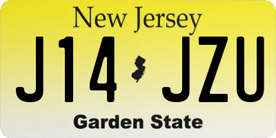 NJ license plate J14JZU