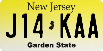 NJ license plate J14KAA