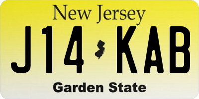 NJ license plate J14KAB