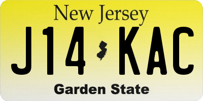 NJ license plate J14KAC