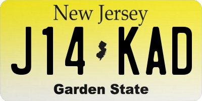 NJ license plate J14KAD